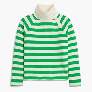 J. Crew Striped wide button-collar pullover sweatshirt in lightweight terry L